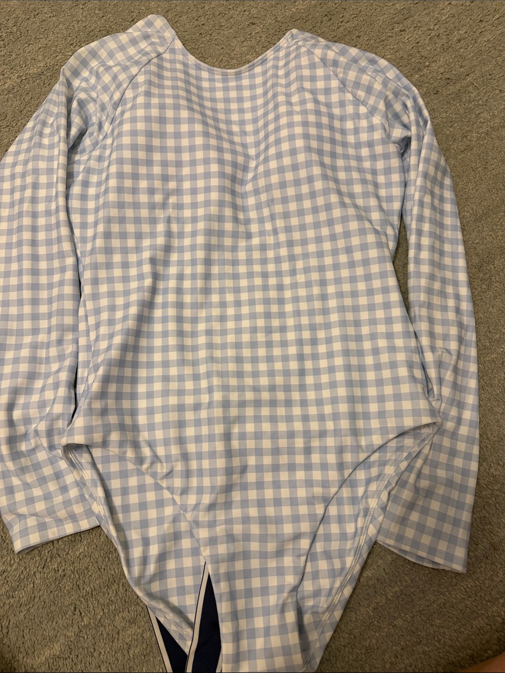 Minnow women’s Light Blue & White Gingham Long Sleeve One-Piece